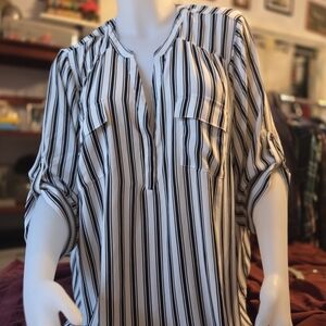 Torrid Harper Black and White Striped Blouse